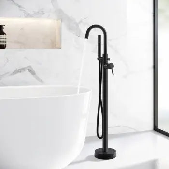 Modern Matt Black Freestanding Bath Shower Mixer Tap