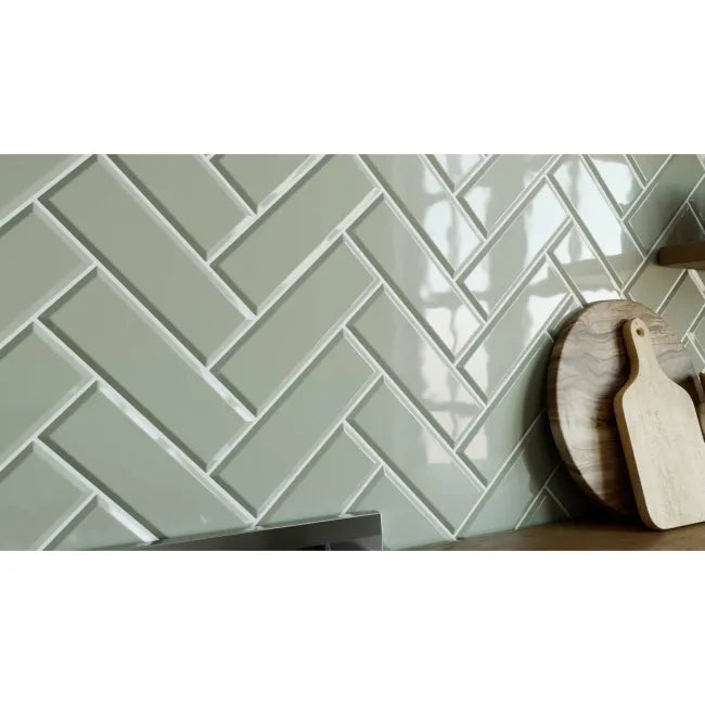 Metro Sage Green Beveled Subway Tile
