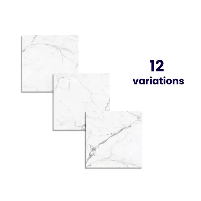 Carrara White Marble Effect Large Polished Porcelain Tile – 80x80