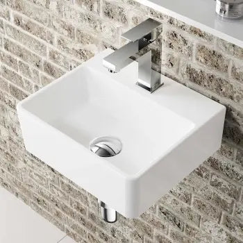 Virginia Square Wall Hung Cloakroom Ceramic Basin 330mm