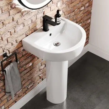 Dunn White Ceramic Full Pedestal Basin