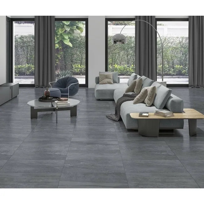Cliff Grafite Grey Modern Stone Effect Porcelain Tile – 600x600
