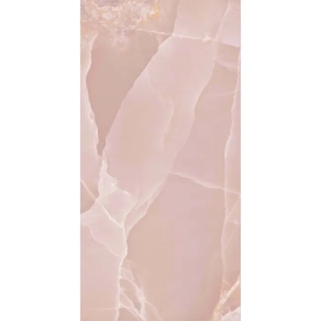 Onyx Marble Effect Polished Porcelain Tile – Rose Pink