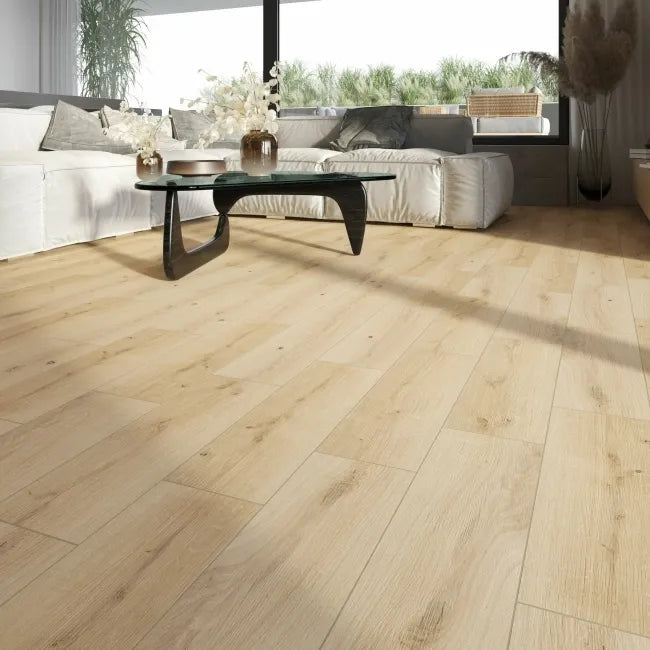 SandWood Beige Oak Wood Effect Matt Porcelain Floor Tile - 185x598mm